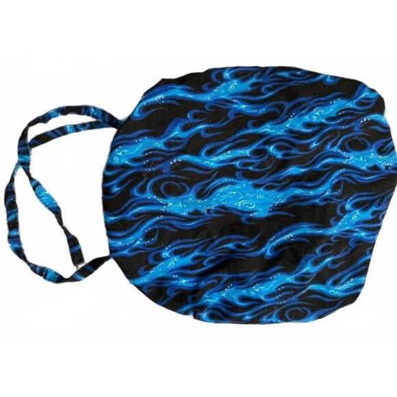 SCRUB CAP HAT NEW WITH DRAW‎ STRINGS  BLUE FLAMES - Picture 1 of 1